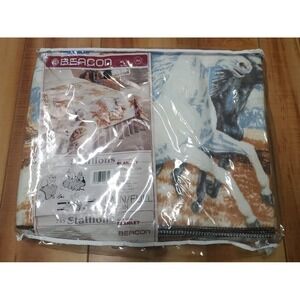 BEACON Stallions All Purpose Blanket Twin Full 73x90 Western Horses Made In USA